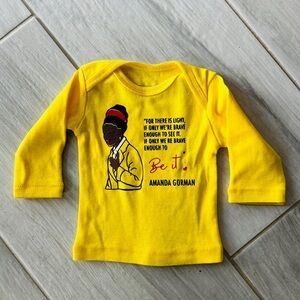 Amanda Gorman Yellow Long-Sleeve Newborn Baby Tee with Inspirational Quote